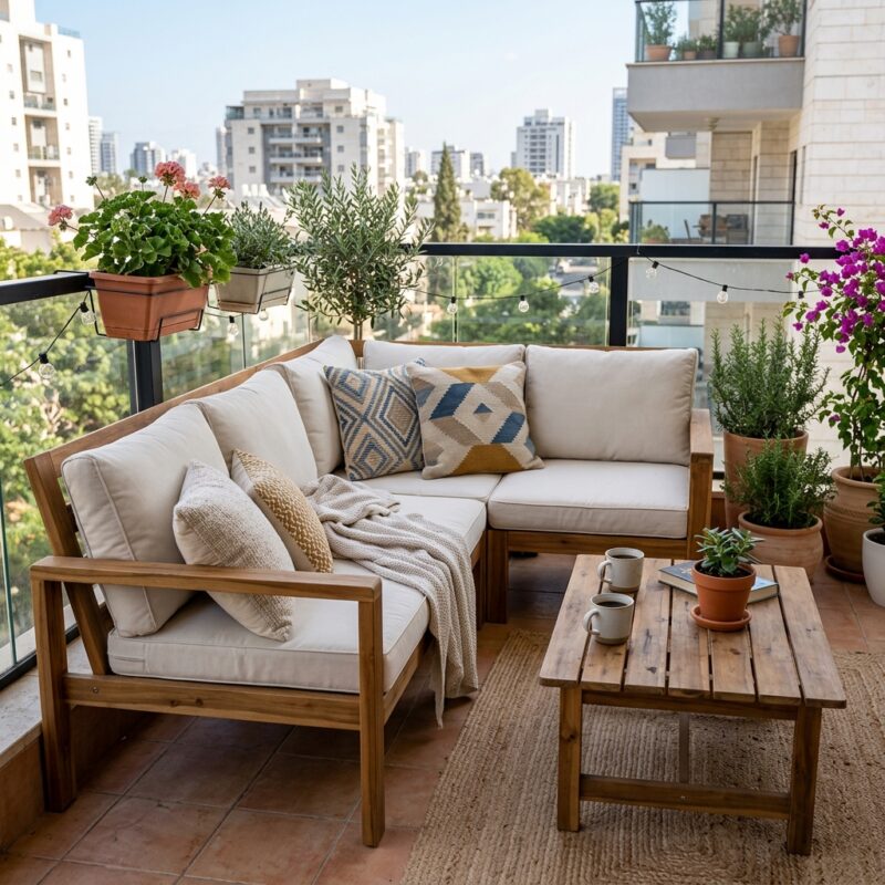 פינת ישיבה למרפסת מעץ - דוגמה לפינת ישיבה למרפסת מעץ - כך תשדרגו את החו...